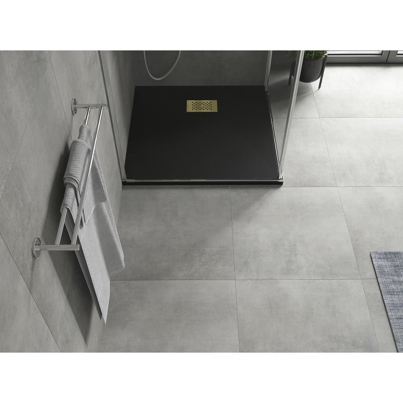 Mexen Hugo receveur de douche carré SMC 70 x 70 cm, noir, cache doré - 42707070-G