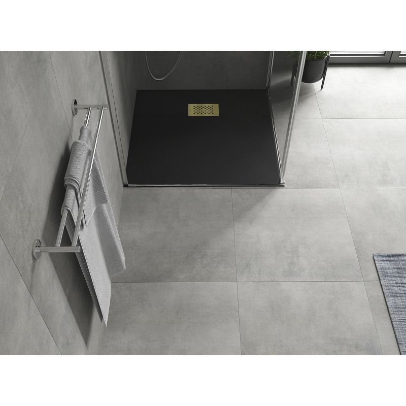 Mexen Hugo receveur de douche carré SMC 90 x 90 cm, noir, cache doré - 42709090-G