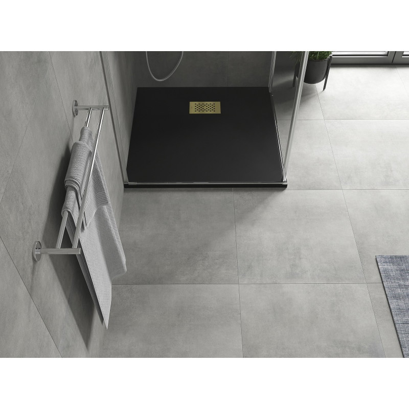 Mexen Hugo receveur de douche carré SMC 90 x 90 cm, noir, cache doré - 42709090-G