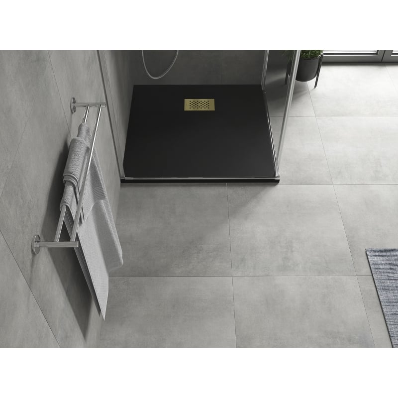 Mexen Hugo receveur de douche carré SMC 80 x 80 cm, noir, cache doré - 42708080-G