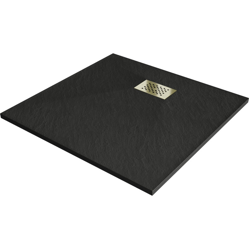 Mexen Hugo receveur de douche carré SMC 90 x 90 cm, noir, cache doré - 42709090-G