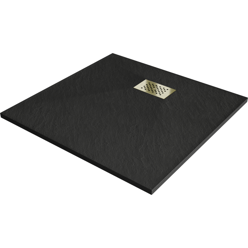 Receveur de douche carré Mexen Hugo SMC 90 x 90 cm, noir, cache doré - 42709090-G