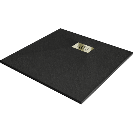 Mexen Hugo receveur de douche carré SMC 80 x 80 cm, noir, cache doré - 42708080-G