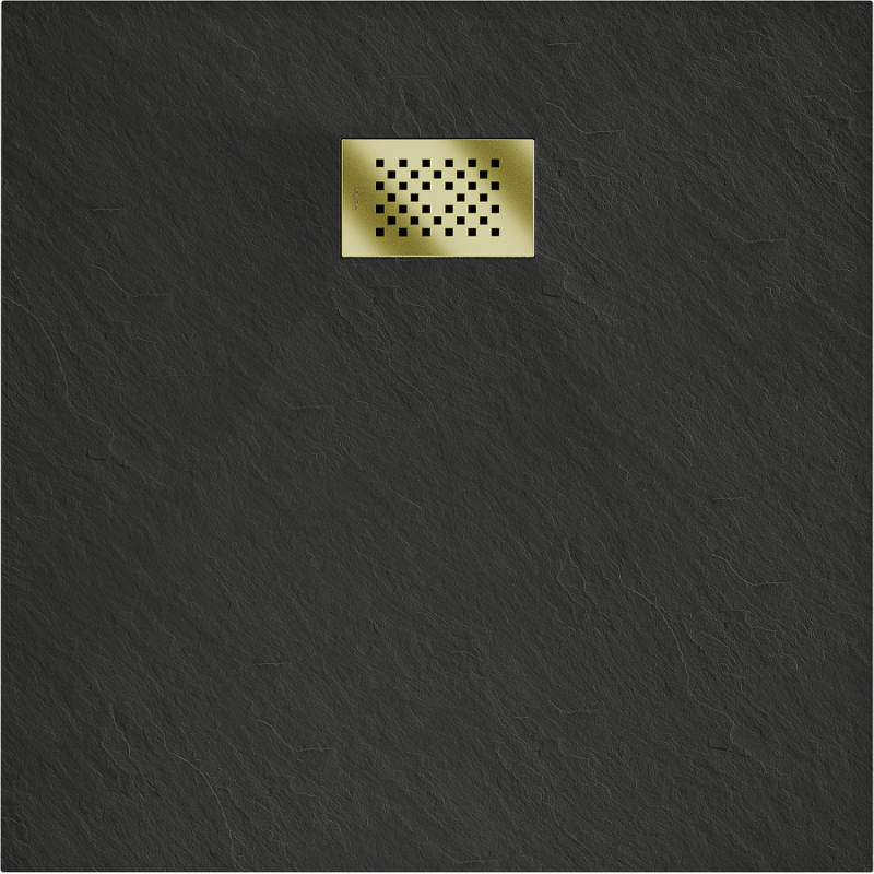 Mexen Hugo receveur de douche carré SMC 70 x 70 cm, noir, cache doré - 42707070-G