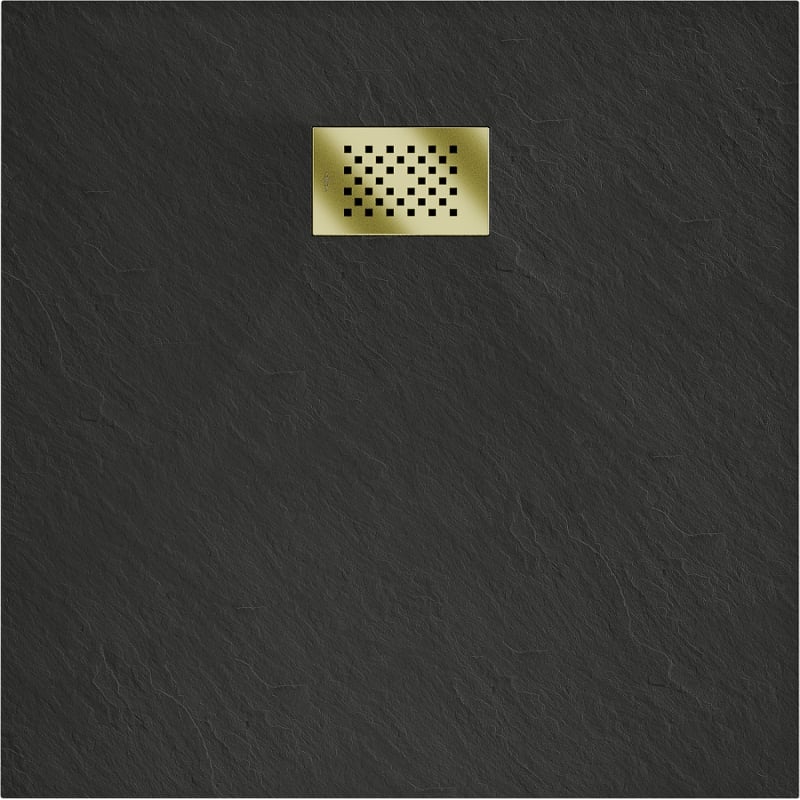 Mexen Hugo receveur de douche carré SMC 80 x 80 cm, noir, cache doré - 42708080-G
