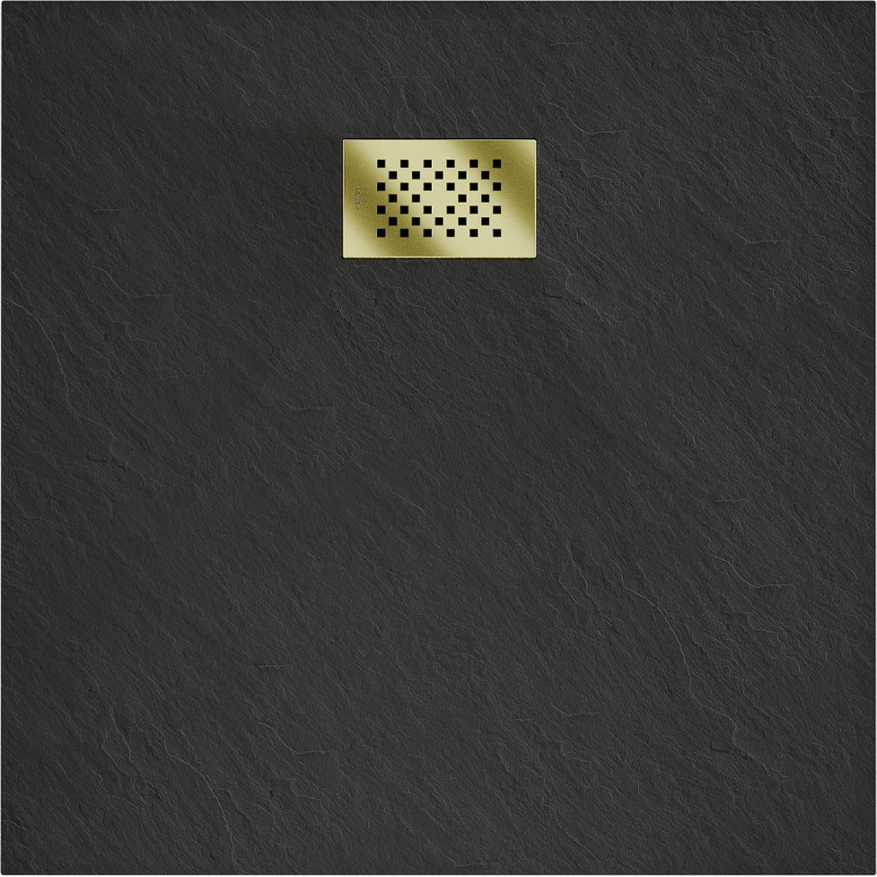Mexen Hugo receveur de douche carré SMC 90 x 90 cm, noir, cache doré - 42709090-G