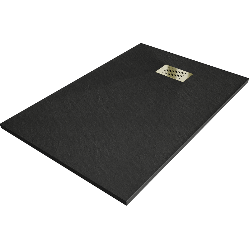 Bac à douche Mexen Hugo rectangulaire SMC 80 x 70 cm, noir, cache en or - 42707080-G