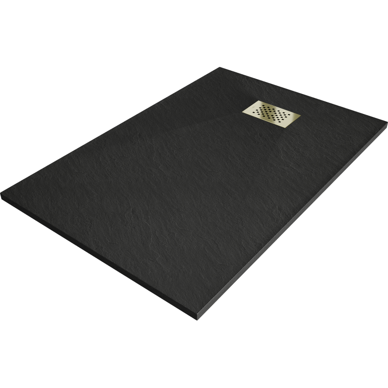 Mexen Hugo receveur rectangulaire SMC 80 x 70 cm, noir, cache doré - 42707080-G