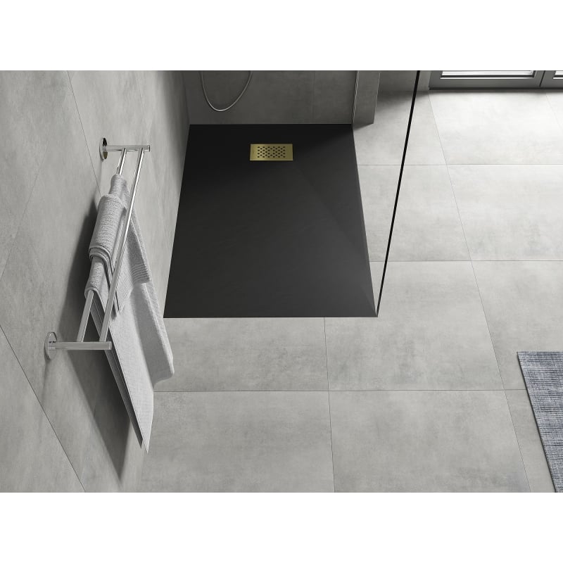 Mexen Hugo receveur de douche rectangulaire SMC 120 x 70 cm, noir, cache doré - 42707012-G