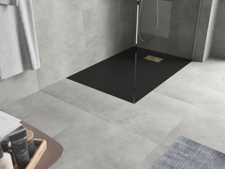 Mexen Hugo receveur de douche rectangulaire SMC 90 x 70 cm, noir, cache-douche doré - 42707090-G