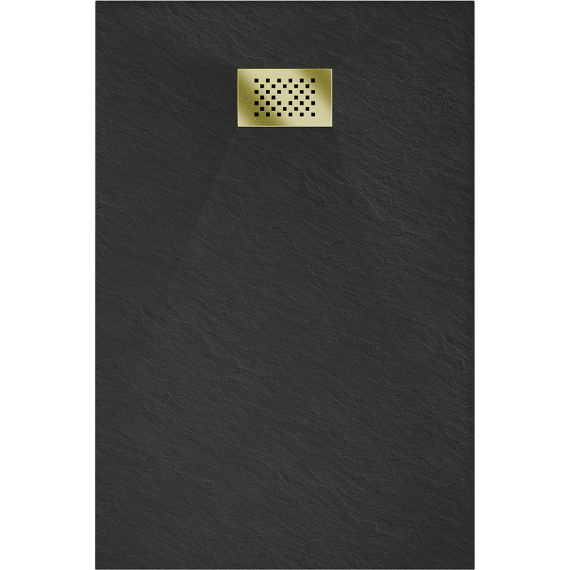 Mexen Hugo receveur de douche rectangulaire SMC 90 x 70 cm, noir, cache-douche doré - 42707090-G