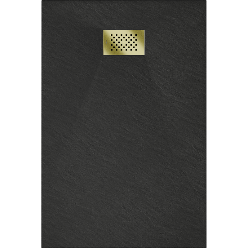 Mexen Hugo receveur de douche rectangulaire SMC 100 x 70 cm, noir, cache doré - 42707010-G