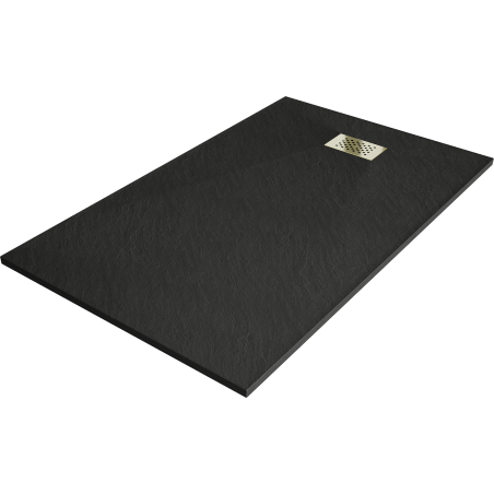 Mexen Hugo receveur de douche rectangulaire SMC 140 x 70 cm, noir, avec cache en or - 42707014-G