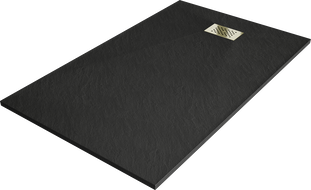 Mexen Hugo receveur de douche rectangulaire SMC 140 x 70 cm, noir, avec cache en or - 42707014-G