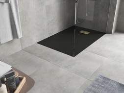 Mexen Hugo receveur de douche rectangulaire SMC 130 x 80 cm, noir, cache doré - 42708013-G
