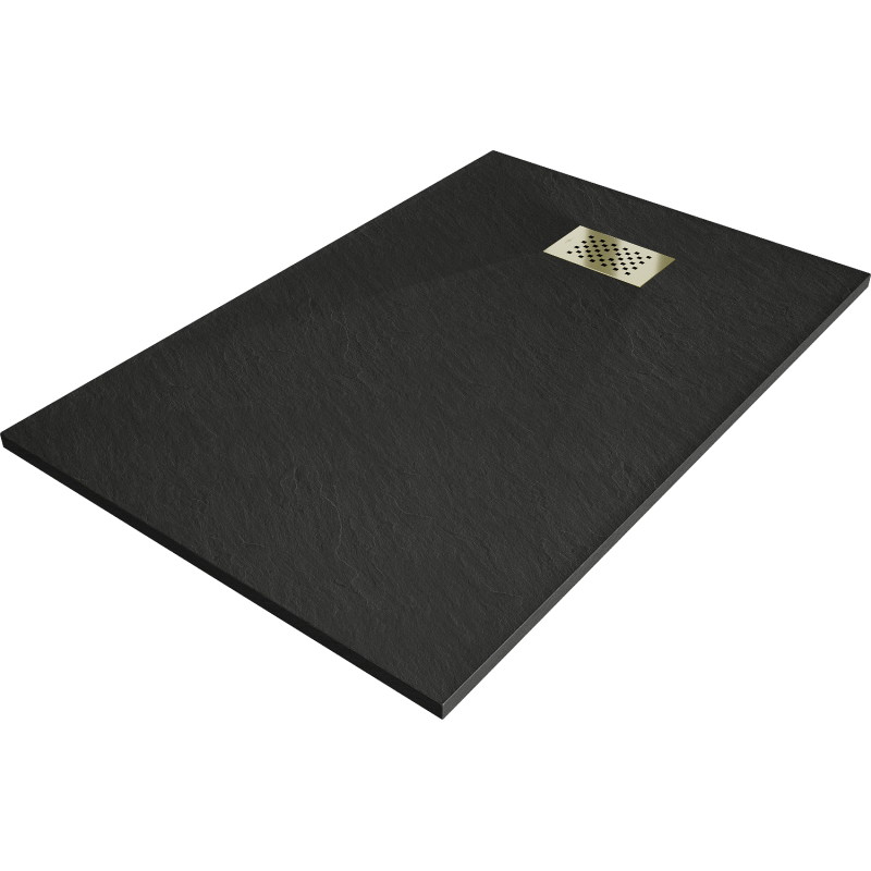 Mexen Hugo receveur de douche rectangulaire SMC 120 x 80 cm, noir, cache doré - 42708012-G