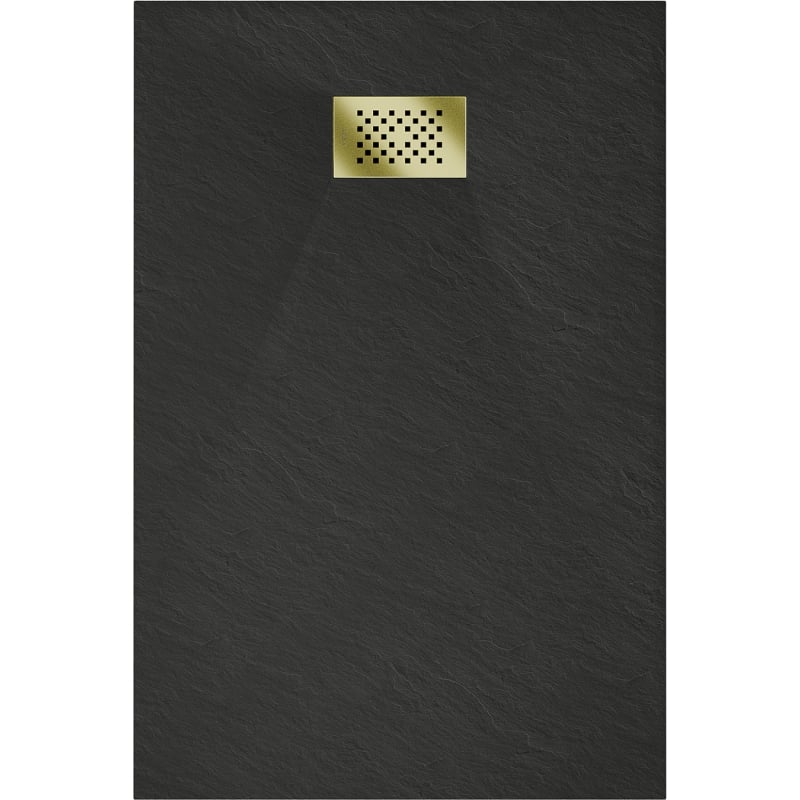Mexen Hugo receveur de douche rectangulaire SMC 130 x 80 cm, noir, cache doré - 42708013-G