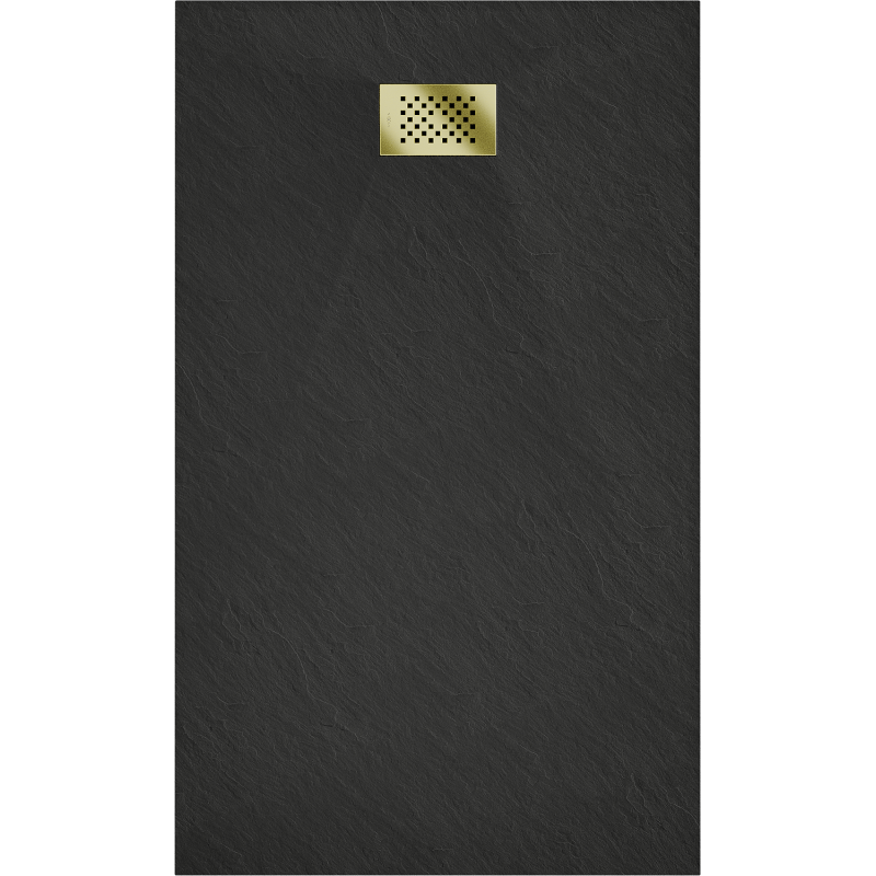 Mexen Hugo receveur rectangulaire SMC 140 x 80 cm, noir, cache doré - 42708014-G