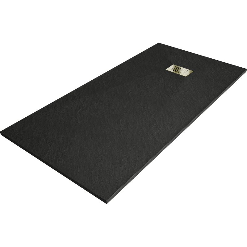 Mexen Hugo receveur de douche rectangulaire SMC 180 x 80 cm, noir, cache doré - 42708018-G