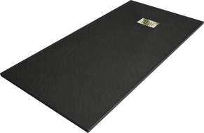 Mexen Hugo bac rectangulaire SMC 180 x 80 cm, noir, cache en or - 42708018-G