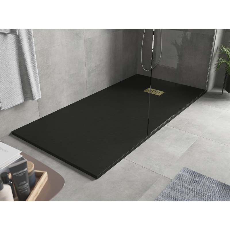Mexen Hugo receveur de douche rectangulaire SMC 170 x 80 cm, noir, cache doré - 42708017-G