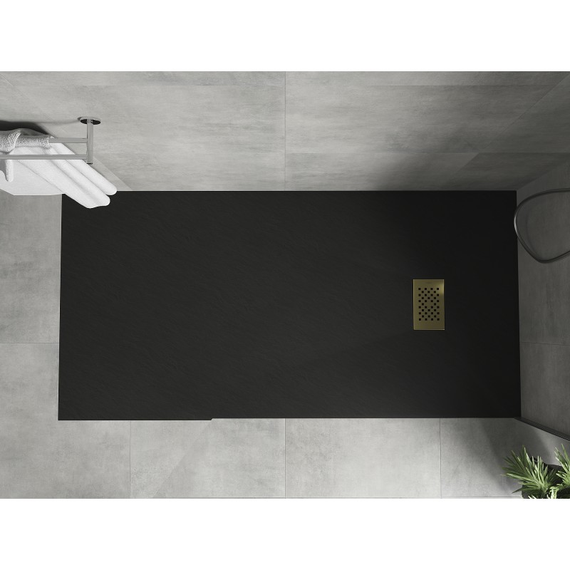 Mexen Hugo receveur de douche rectangulaire SMC 170 x 80 cm, noir, cache doré - 42708017-G