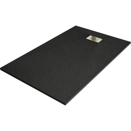 Receveur rectangulaire Mexen Hugo SMC 140 x 90 cm, noir, cache-découpe or - 42709014-G