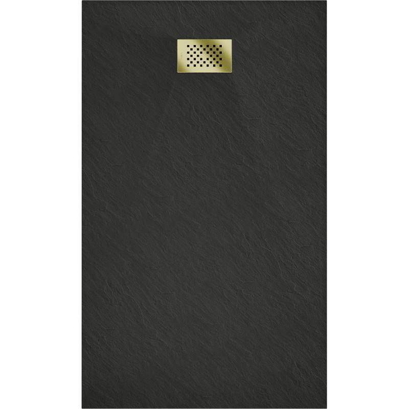 Mexen Hugo receveur de douche rectangulaire SMC 160 x 90 cm, noir, cache en or - 42709016-G