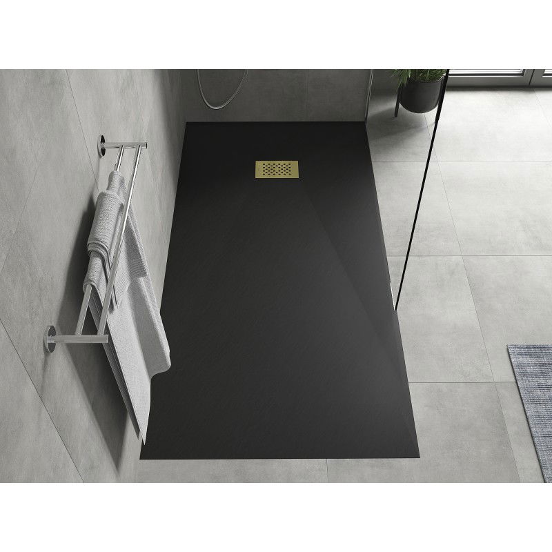 Mexen Hugo receveur de douche rectangulaire SMC 170 x 90 cm, noir, cache doré - 42709017-G