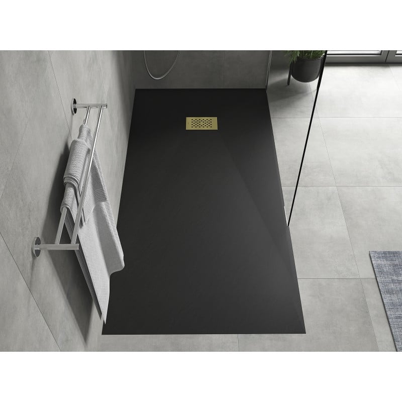 Mexen Hugo receveur de douche rectangulaire SMC 180 x 90 cm, noir, cache doré - 42709018-G