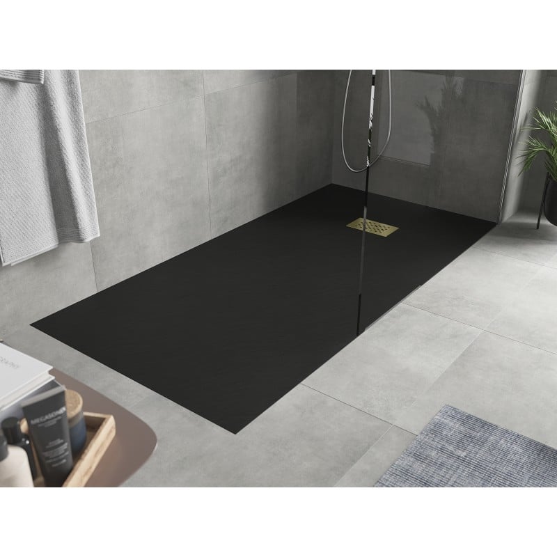 Mexen Hugo receveur de douche rectangulaire SMC 180 x 90 cm, noir, cache doré - 42709018-G