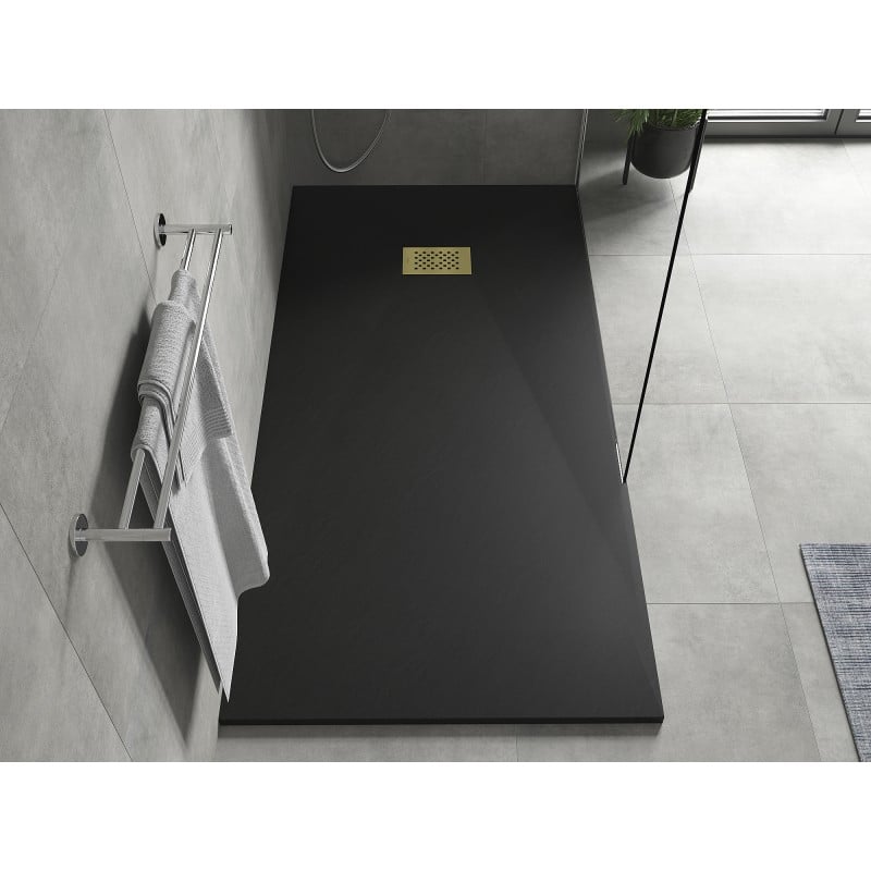 Mexen Hugo receveur de douche rectangulaire SMC 180 x 90 cm, noir, cache doré - 42709018-G