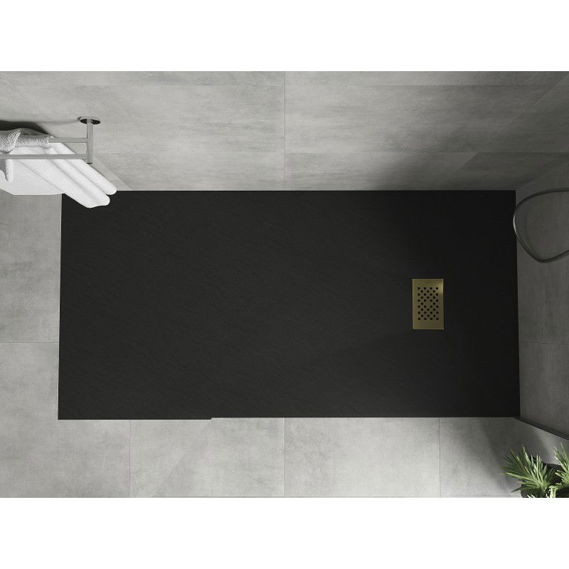 Mexen Hugo receveur de douche rectangulaire SMC 170 x 90 cm, noir, cache doré - 42709017-G