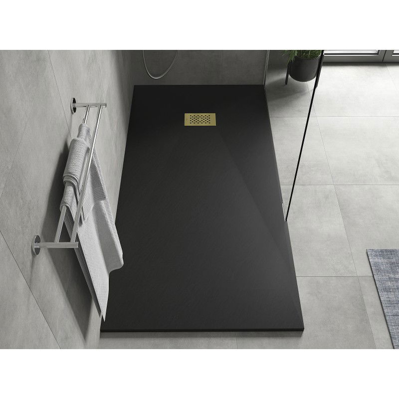Mexen Hugo receveur de douche rectangulaire SMC 170 x 90 cm, noir, cache doré - 42709017-G