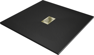 Mexen Hugo receveur de douche carré SMC 100 x 100 cm, noir, cache en or - 42701010-G