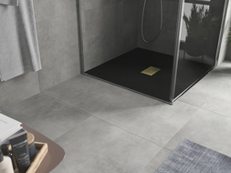 Mexen Hugo receveur de douche carré SMC 100 x 100 cm, noir, cache en or - 42701010-G