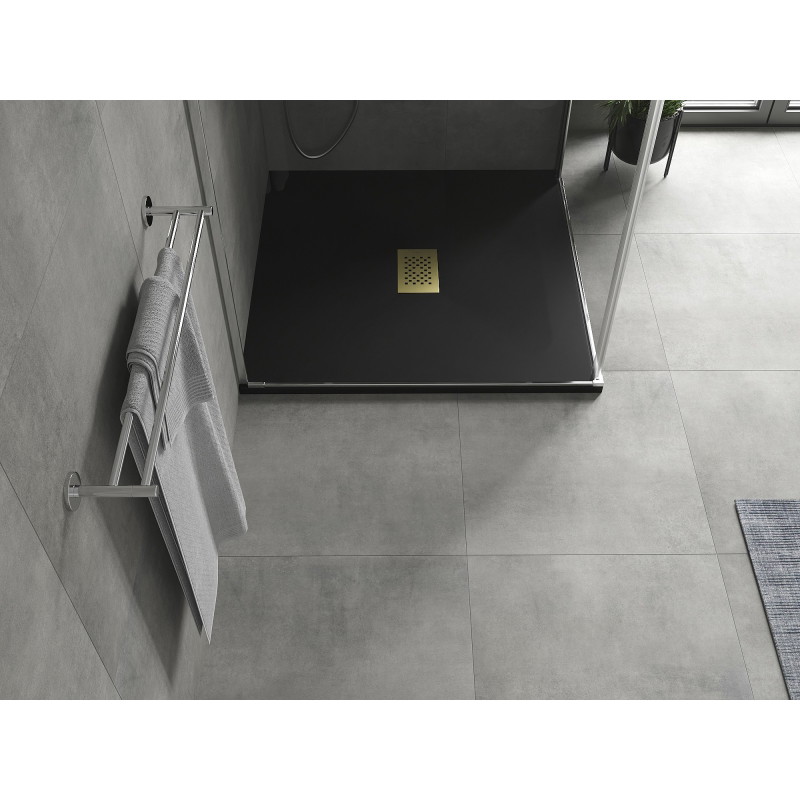 Mexen Hugo receveur de douche carré SMC 100 x 100 cm, noir, cache doré - 42701010-G