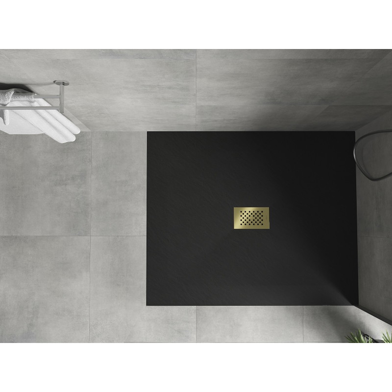 Mexen Hugo receveur de douche rectangulaire SMC 120 x 100 cm, noir, cache doré - 42701012-G