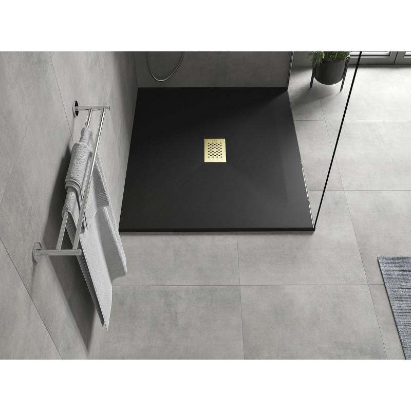 Mexen Hugo receveur de douche rectangulaire SMC 120 x 100 cm, noir, cache doré - 42701012-G