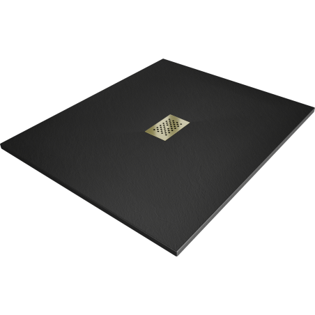 Mexen Hugo receveur de douche rectangulaire SMC 120 x 100 cm, noir, cache-douche doré - 42701012-G