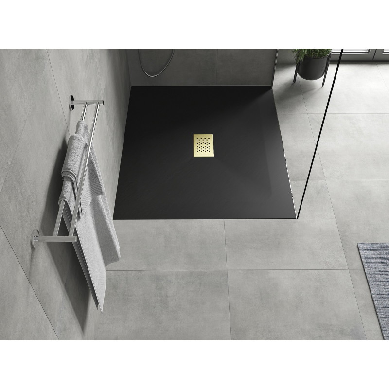 Mexen Hugo receveur de douche rectangulaire SMC 120 x 100 cm, noir, cache doré - 42701012-G