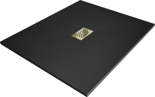 Mexen Hugo bac rectangulaire SMC 140 x 100 cm, noir, grille dorée - 42701014-G