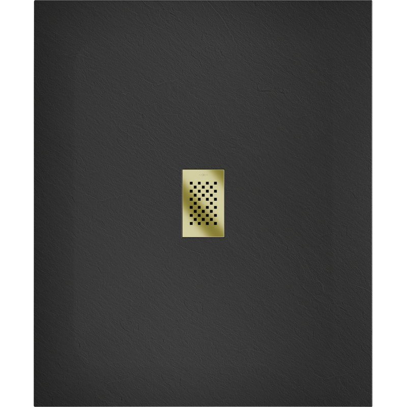 Mexen Hugo receveur rectangulaire SMC 140 x 100 cm, noir, cache-douche doré - 42701014-G