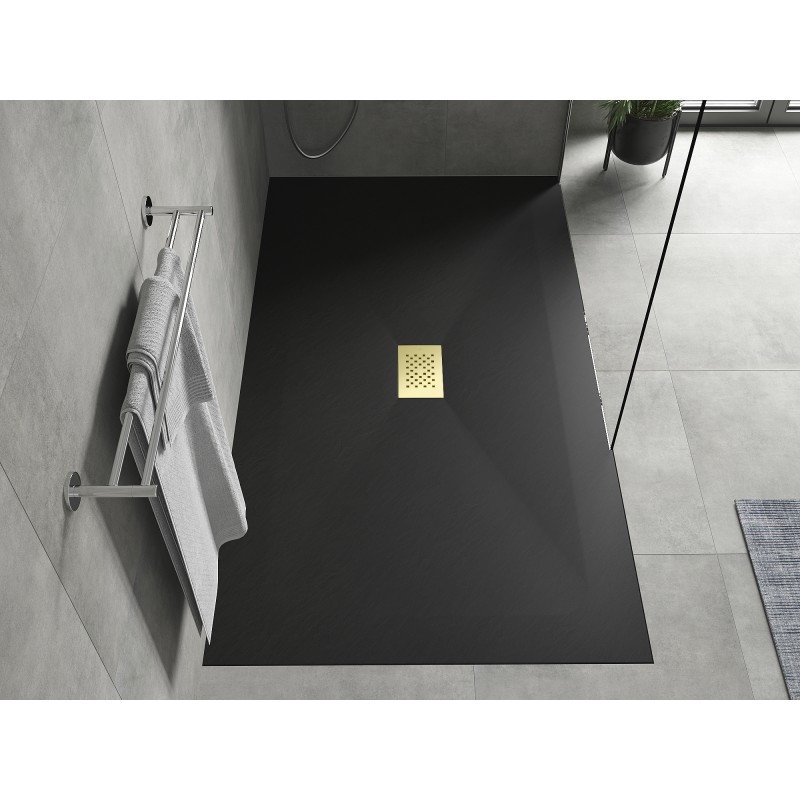 Mexen Hugo receveur de douche rectangulaire SMC 170 x 100 cm, noir, cache doré - 42701017-G