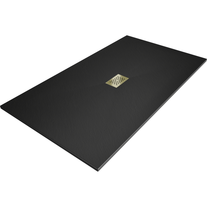 Mexen Hugo receveur de douche rectangulaire SMC 160 x 100 cm, noir, cache doré - 42701016-G