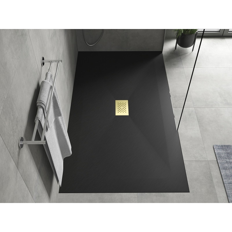 Mexen Hugo receveur de douche rectangulaire SMC 180 x 100 cm, noir, cache doré - 42701018-G