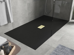 Mexen Hugo receveur de douche rectangulaire SMC 200 x 100 cm, noir, cache doré - 42701020-G