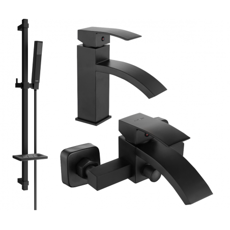 Mexen Libra DQ77 ensemble de baignoire, noir - 745103DQ77-70