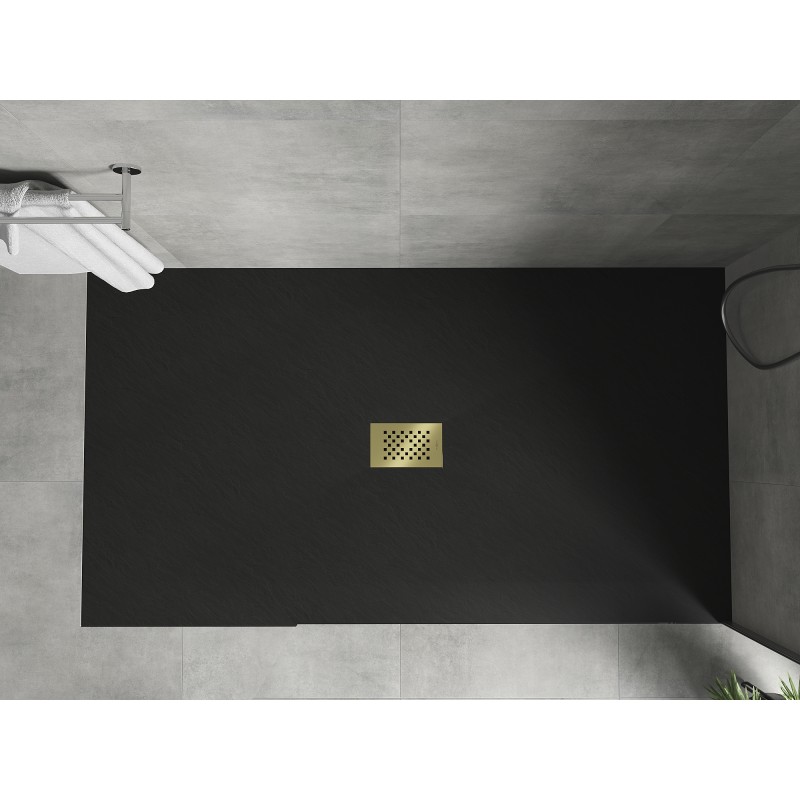 Mexen Hugo receveur de douche rectangulaire SMC 170 x 100 cm, noir, cache doré - 42701017-G