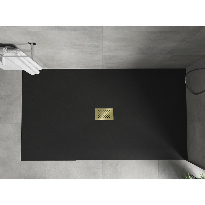 Mexen Hugo receveur rectangulaire SMC 170 x 100 cm, noir, cache doré - 42701017-G